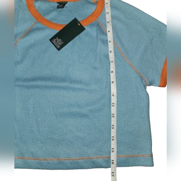 *5 for $25* Wild‎ Fable NWT Blue Orange Waffle Short Sleeve Crop Top Size Medium - Picture 3 of 6